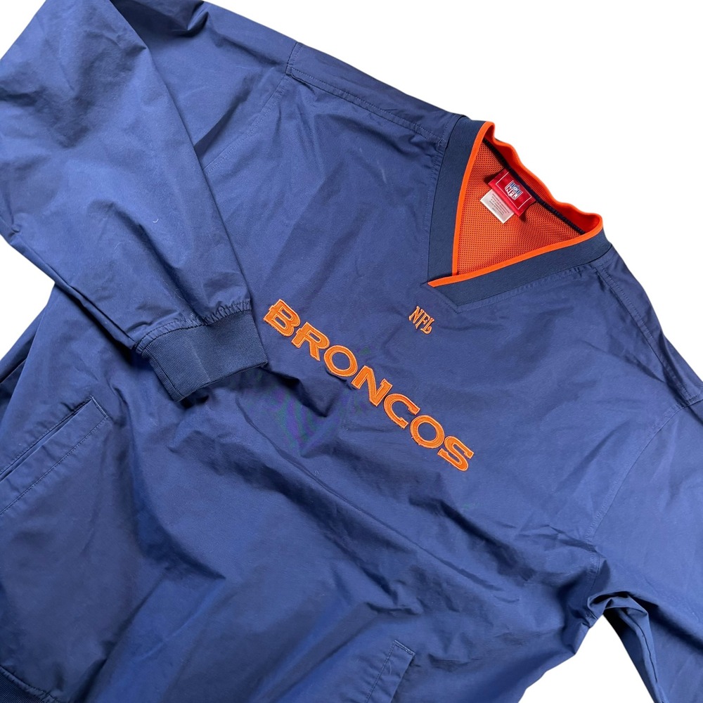 NFL Denver Broncos Windbreaker Mens L BluePullover Jacket Streetwear Embroidered